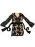 Venus 95% Polyester 5% Spandex 100% Polyester 95% Polyester 5% Spandex Floral Black Tan Cocktail Dress Size 8 - photo 1
