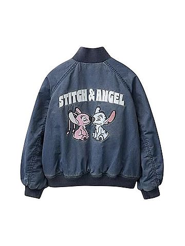 Zara Disney Stitch &amp; Angel Distressed Bomber Jacket Jacket (view 2)