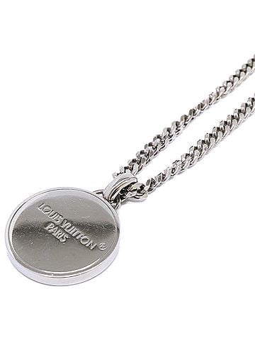 Louis Vuitton LOUIS VUITTON Louis Vuitton 25th year model M02446 Damier Staple Pendant Necklace Silver Men's (view 1)