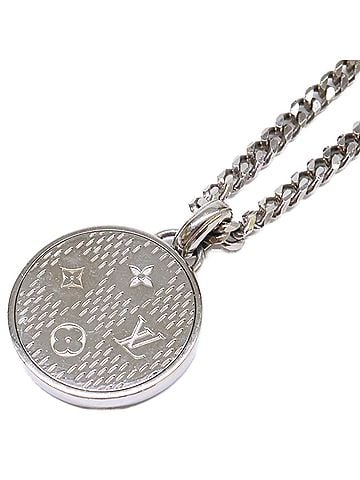 Louis Vuitton LOUIS VUITTON Louis Vuitton 25th year model M02446 Damier Staple Pendant Necklace Silver Men's (view 2)