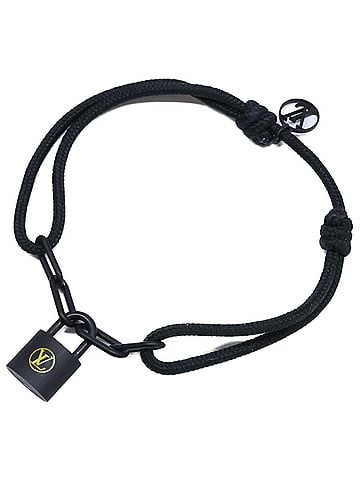 Louis Vuitton LOUIS VUITTON Q05270 Lockit Virgil Abloh Cord Bracelet Black Men's (view 1)