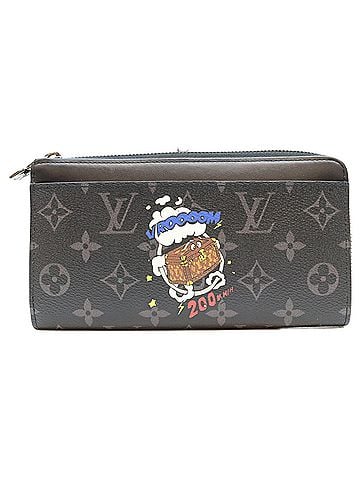 Louis Vuitton LOUIS VUITTON M80994 Black Monogram Eclipse Zippy Dragonne Long Wallet (with coin purse) with Gray Hardware Men's (view 1)