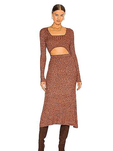 AFRM Cutout Waist Ribbed Sweater Casual Dress (view 1)