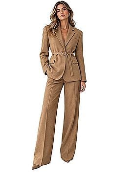 Mango Belted Wool-Blend Blazer Jacket (view 1)