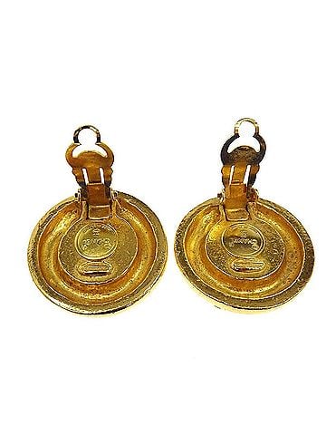 Chanel Vintage Multi Cc Round Clip-On Metal With Faux Pearl Gold Gold_Plated Earrings Jewelry (view 2)