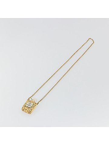 Chanel Cc No.5 Perfume Bottle Pendant Metal With Crystals Gold Metal Necklace Jewelry (view 1)