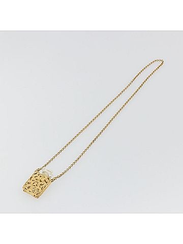 Chanel Cc No.5 Perfume Bottle Pendant Metal With Crystals Gold Metal Necklace Jewelry (view 2)