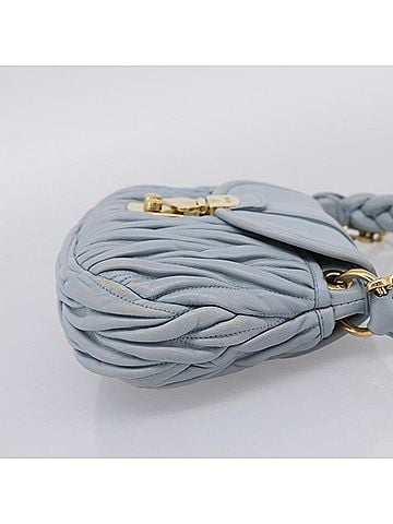 Miu Miu Coffer Hobo Matelasse Leather Blue Leather Handbag (view 2)