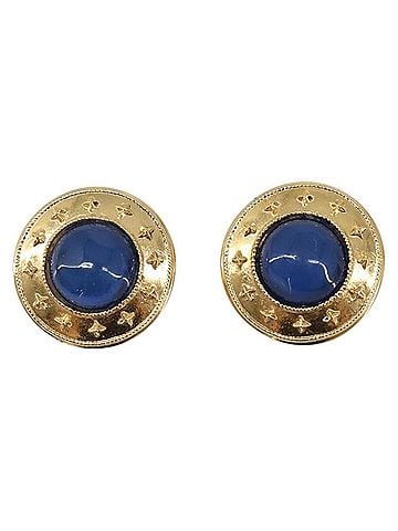 Chanel Vintage Cc Round Clip-On Metal With Gripoix Gold Metal Earrings Jewelry (view 1)
