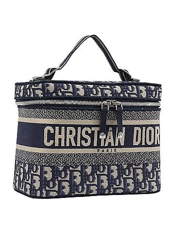 Dior Diortravel Vanity Case Oblique Canvas Navy Canvas Handbag (view 1)