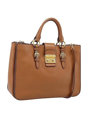 Miu Miu Madras Convertible Lock Leather Brown Leather Tote Bag Bag (view 1)