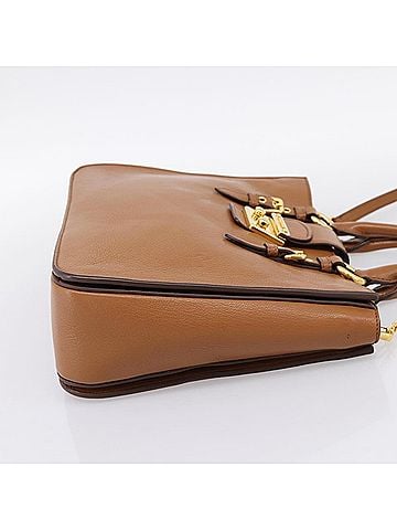 Miu Miu Madras Convertible Lock Leather Brown Leather Tote Bag Bag (view 2)