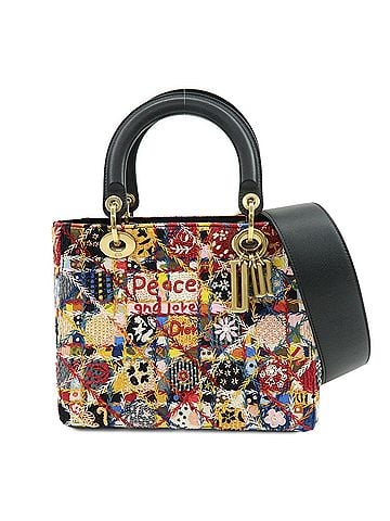 Dior Lady Dior Embroidered Canvas Multicolour Beads Handbag (view 1)