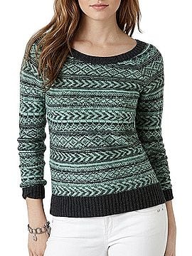 American Eagle Outfitters 2012 NWT AE Fair Isle Knit Crew Neck Mint Green &amp; Gray Sweater Cozy Retro Cottagecore Y2K Indie Pullover Sweater (view 1)