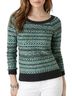 American Eagle Outfitters 2012 NWT AE Fair Isle Knit Crew Neck Mint Green &amp; Gray Sweater Cozy Retro Cottagecore Y2K Indie Pullover Sweater - photo 1