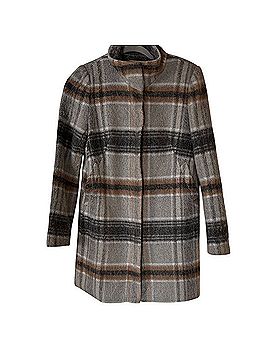 Ann Taylor LOFT Plaid Wool Blend Funnel Neck Coat Coat (view 2)