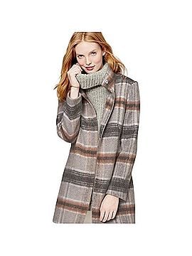 Ann Taylor LOFT Plaid Wool Blend Funnel Neck Coat Coat (view 1)