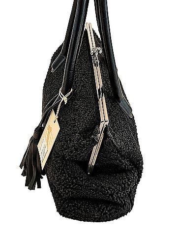 Alberta Di Canio Tokyo Black Astrakan Kiss-Lock Leather Satchel (view 2)