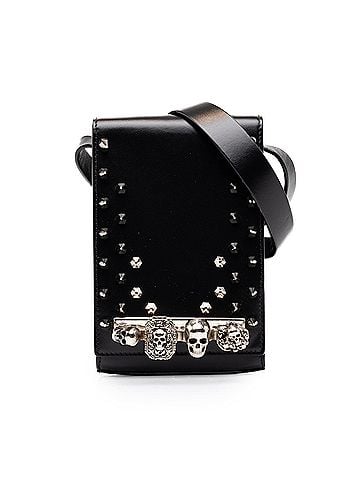 Alexander McQueen Studded Leather Skull Four Ring Crossbody (view 1)