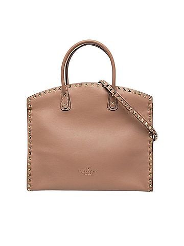 Valentino Leather Rockstud Dome Shopper Satchel (view 1)