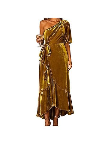 J.Crew Silk Velvet One-Shoulder Maxi Dress Cocktail Dress (view 1)