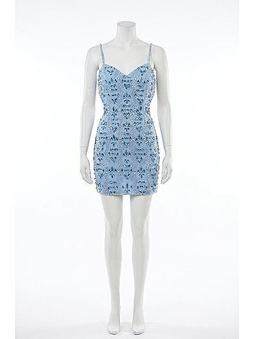 Scala Crystal Beaded Mini Dress in Dolphin/Silver (view 1)