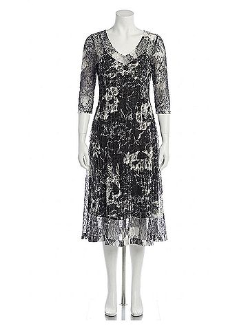 Komarov Lace Three-Quarter Sleeve Dress in Ebony Spray (view 1)