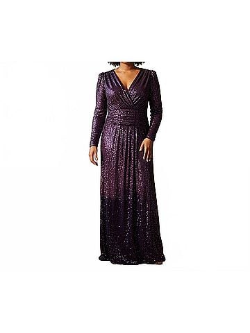 Donna Karan Collection Elegant Sequin Maxi Dress in Purple (view 2)