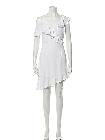 Alice & Trixie Asymmetrical Ruffle Dress in White (view 1)