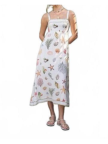Blu Pepper Nautical Escape Midi Dress in Cream Multi (view 2)
