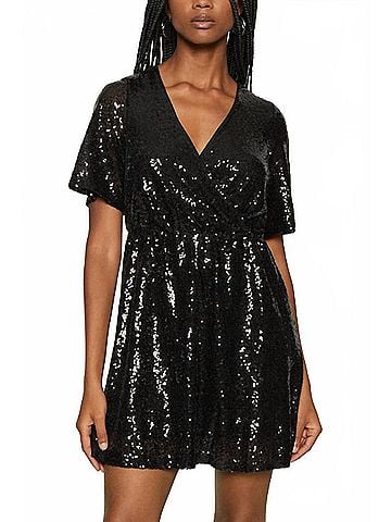 Vero Moda Sequence Cocktail Party Dress in Black (view 2)