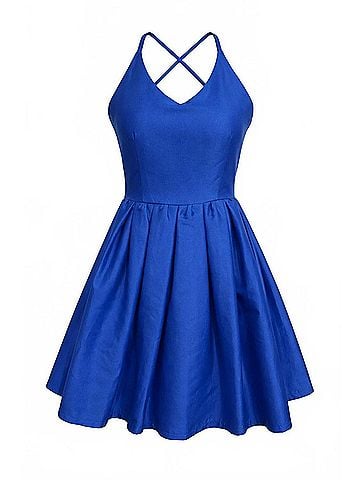 Gracia Women's Backless Dress in Royal Blue (view 2)