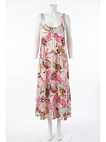 Very J Tropical Print Midi Dress - Plus in Pink Mix (view 1)