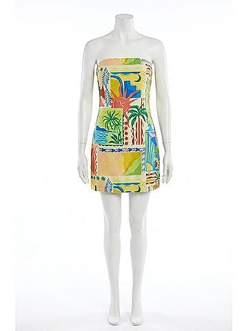 Astr Fatima Strapless Mini Dress in Sunset Oasis (view 1)