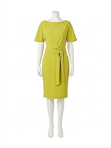 Joseph Ribkoff Women's Belted Boat Neck Sheath Dress in Wasabi (view 1)