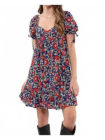 Blu Pepper Frolic Sweetheart Mini Dress in Royal Blue Multi (view 2)
