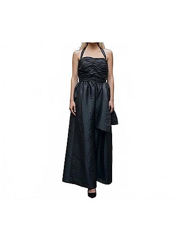 Donna Karan Collection Halter Neck Textured Maxi Dress in Black (view 2)