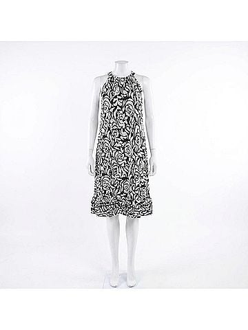 MSK Rose Midi Dress in Black White (view 1)
