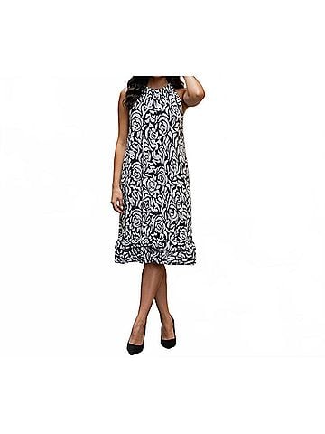 MSK Rose Midi Dress in Black White (view 2)