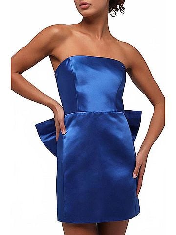Lulu Melody Bow Back Taffeta Mini Dress in Royal Blue (view 2)