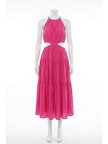Moon River Cutout Tiered Maxi Dress in Pink (view 1)