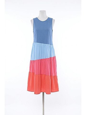 Funsport Summer Color Block Dress in Blue/Pink/Coral (view 1)