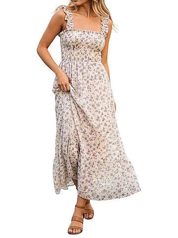 City Studio Lavender Floral Maxi Dress in White (view 2)