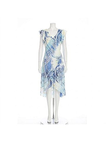 Rising International Half Sleeve High Low Tunic Dress in Multi (view 1)