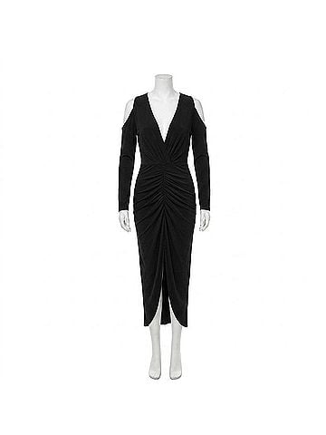 Donna Karan Collection Long Sleeve Midi Dress in Black (view 1)