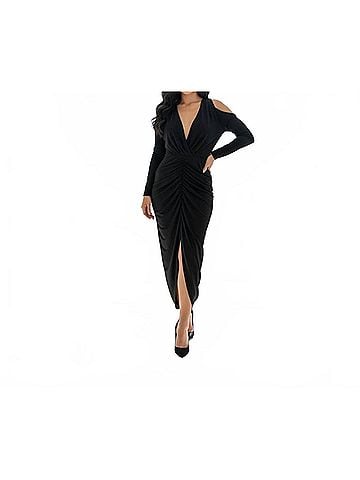 Donna Karan Collection Long Sleeve Midi Dress in Black (view 2)