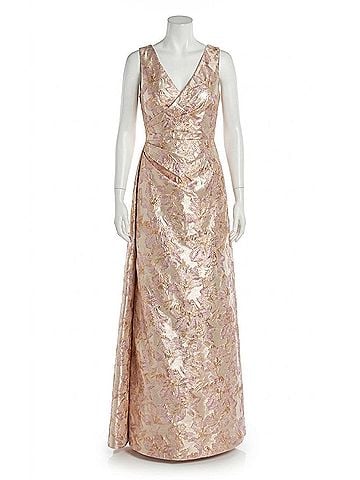 JS Collections Deborah Faux Wrap Gown in Gold/Blush (view 1)