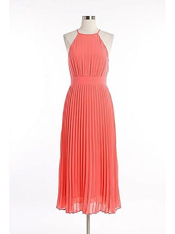 Flying Tomato High Neck Pleated Midi Dress in Coral Dreams (view 1)