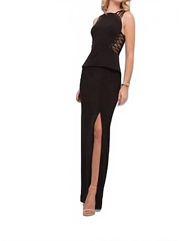 Mignon Long Crepe Dress in Black (view 2)