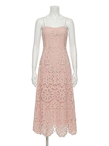 Lela Rose Women's Floral Lace Midi Dress in Pink (view 1)